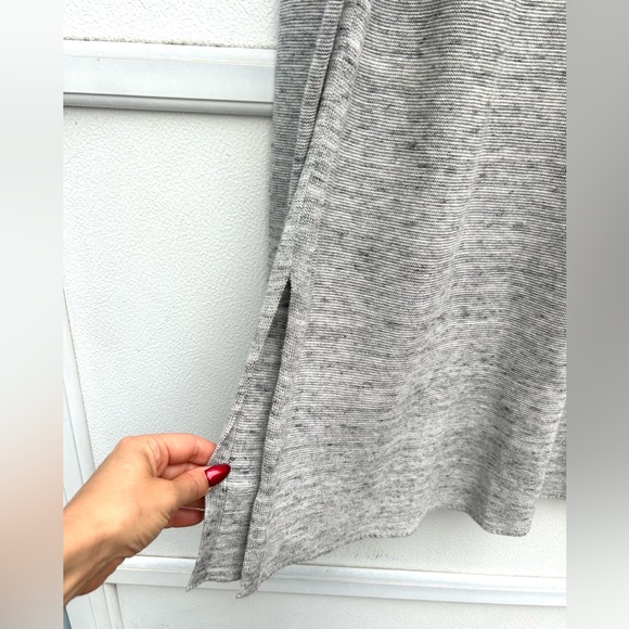 J Jill PURE Tunic Top Women M Linen Cotton Blend Gray Long Sleeve V-neck Stretch - Picture 4 of 10